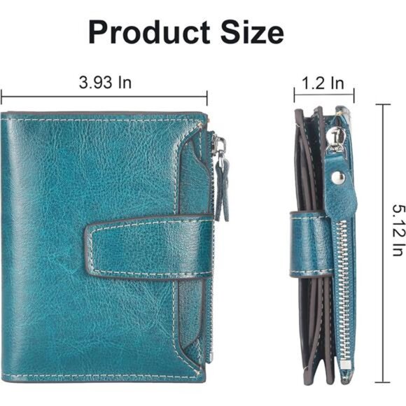 New Small Compact Women Wallet RFID Blocking Genuine Leather Bifold Purse - Picture 5 of 6